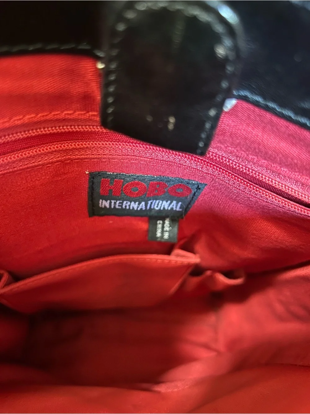 HOBO Red Interior Leather-Trim Tote